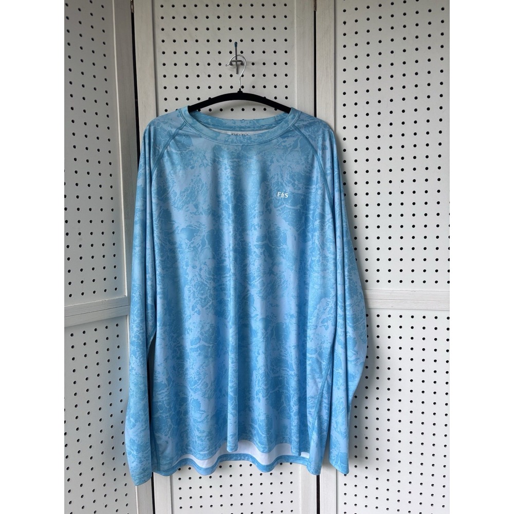 Field & Stream Long SLV Performance Tee Shirt Aqua Blue Men's 2XL Fishing Active
